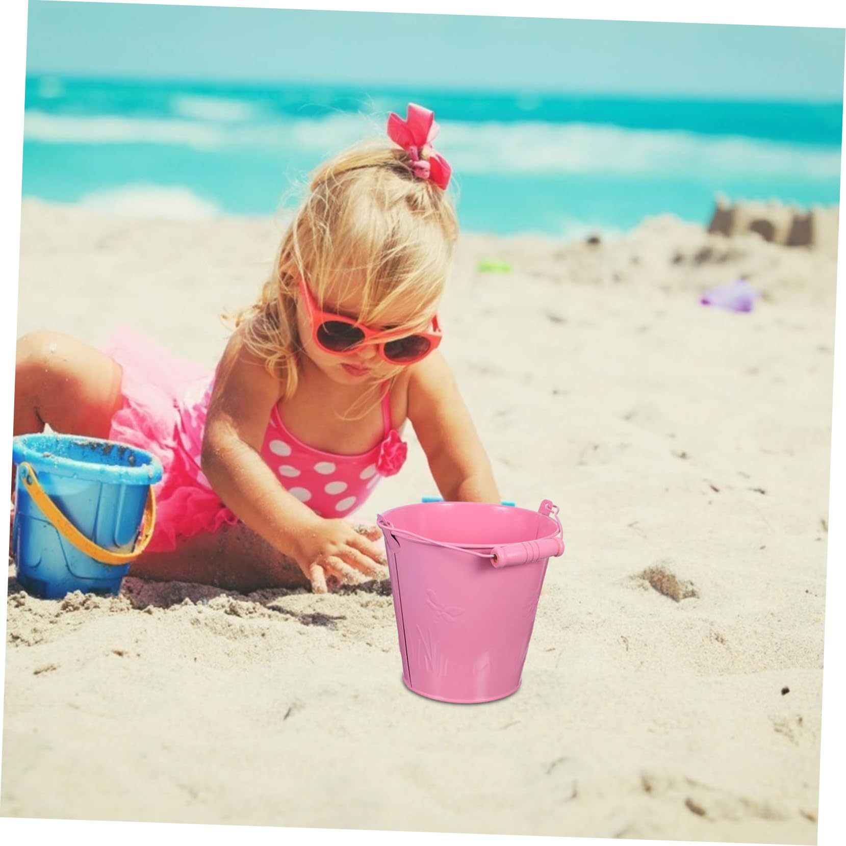 Cubo de Arena para Niños Juego Playa 4 Piezas Resistente y Divertido para Jugar Arena y Construir Castillo