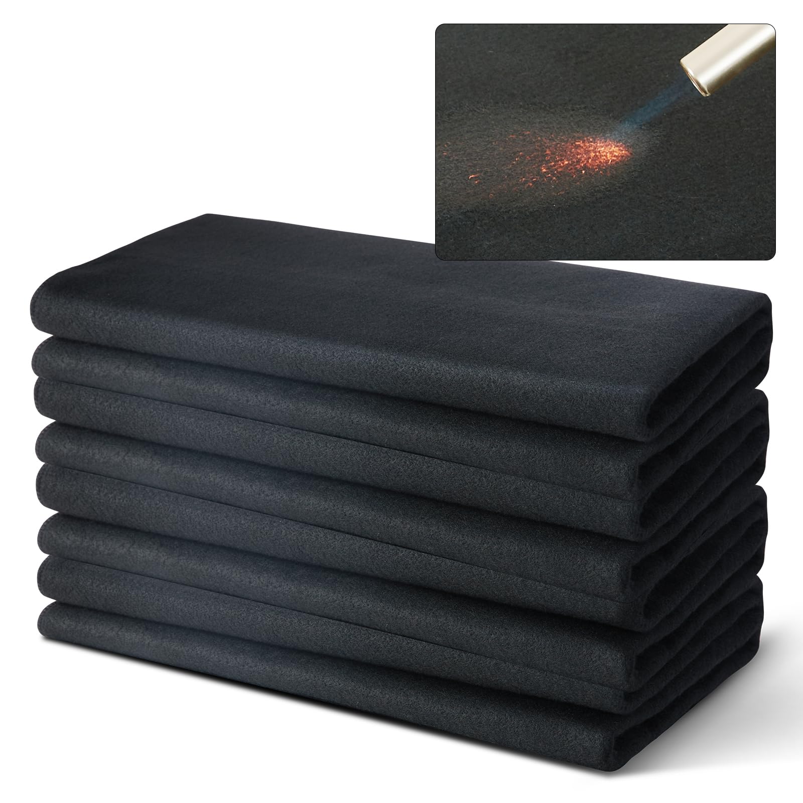 VEVOR Couverture de Soudage Ignifuge, Lot de 4 Couverture Anti-feu Fibre de Carbone 950x910 mm Résistante à la Chaleur 982 ℃ Tapis Isolant Découpable pour Protection Contre Étincelles, Éclaboussures