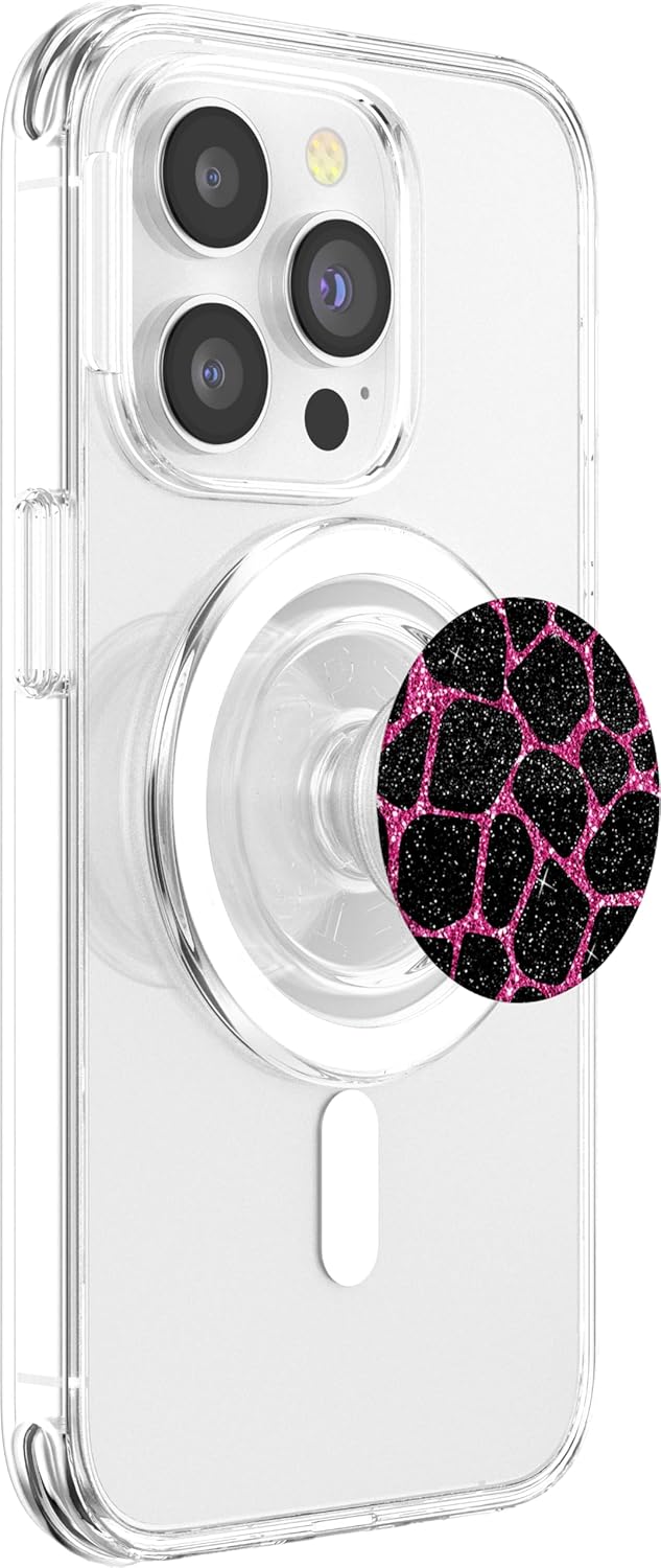 Hot Pink and Black Giraffe Pattern Glam Diva Chic Bold PopSockets Grip and Stand for Phones and Tablets PopSockets MagSafe PopGrip for iPhone