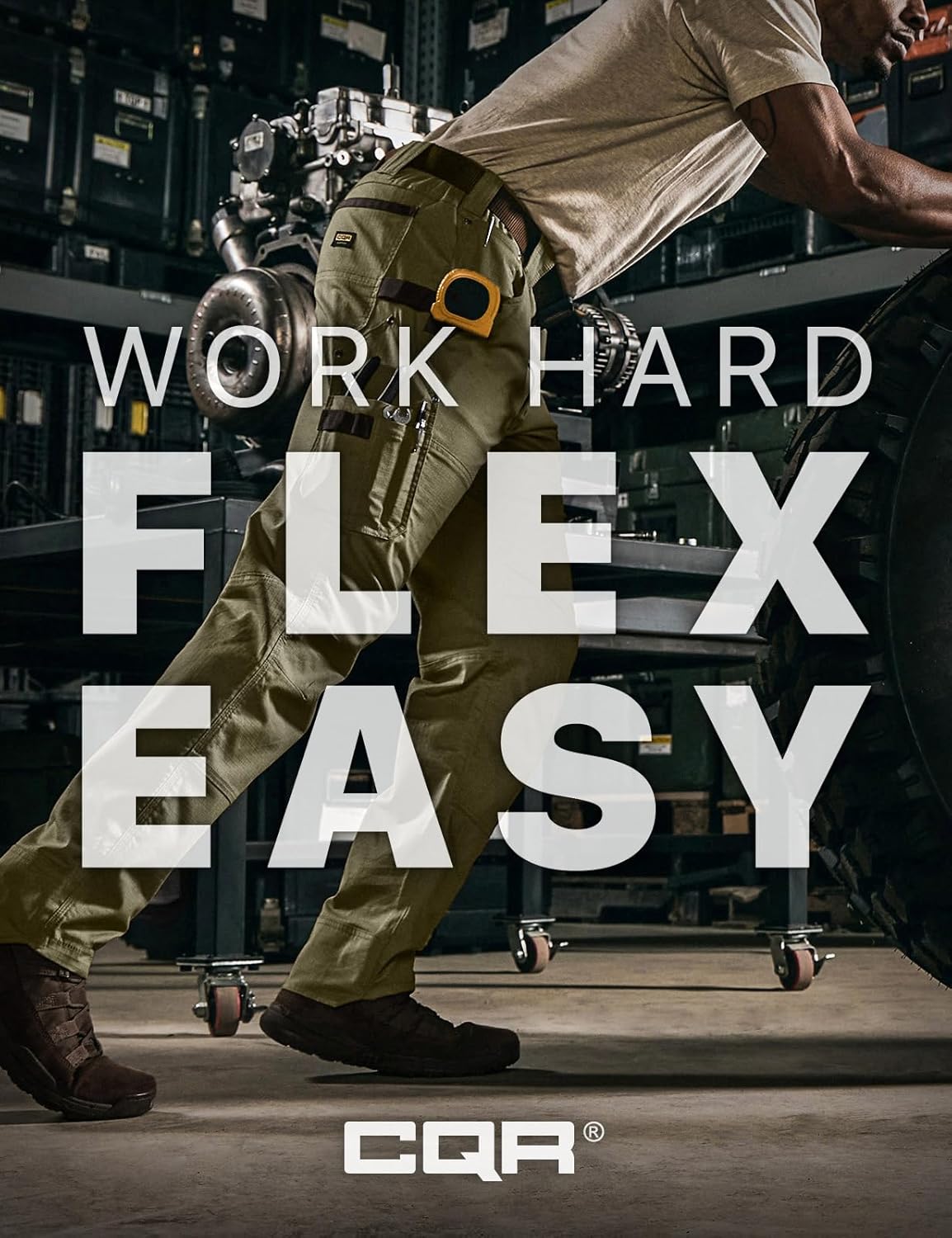 CQR Men's Quick Dry Work Pants, Water Resistant Outdoor Tactical Pants, Lightweight Stretch Cargo Hiking Pants - Image 4