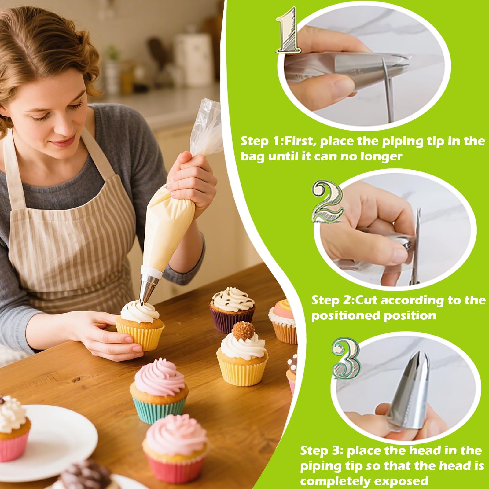 1M - Puntas de decoración de pasteles, juego de puntas de estrella grandes de acero inoxidable, puntas de glaseado de estrellas abiertas para cupcakes, decoración de galletas y pasteles, 3 5