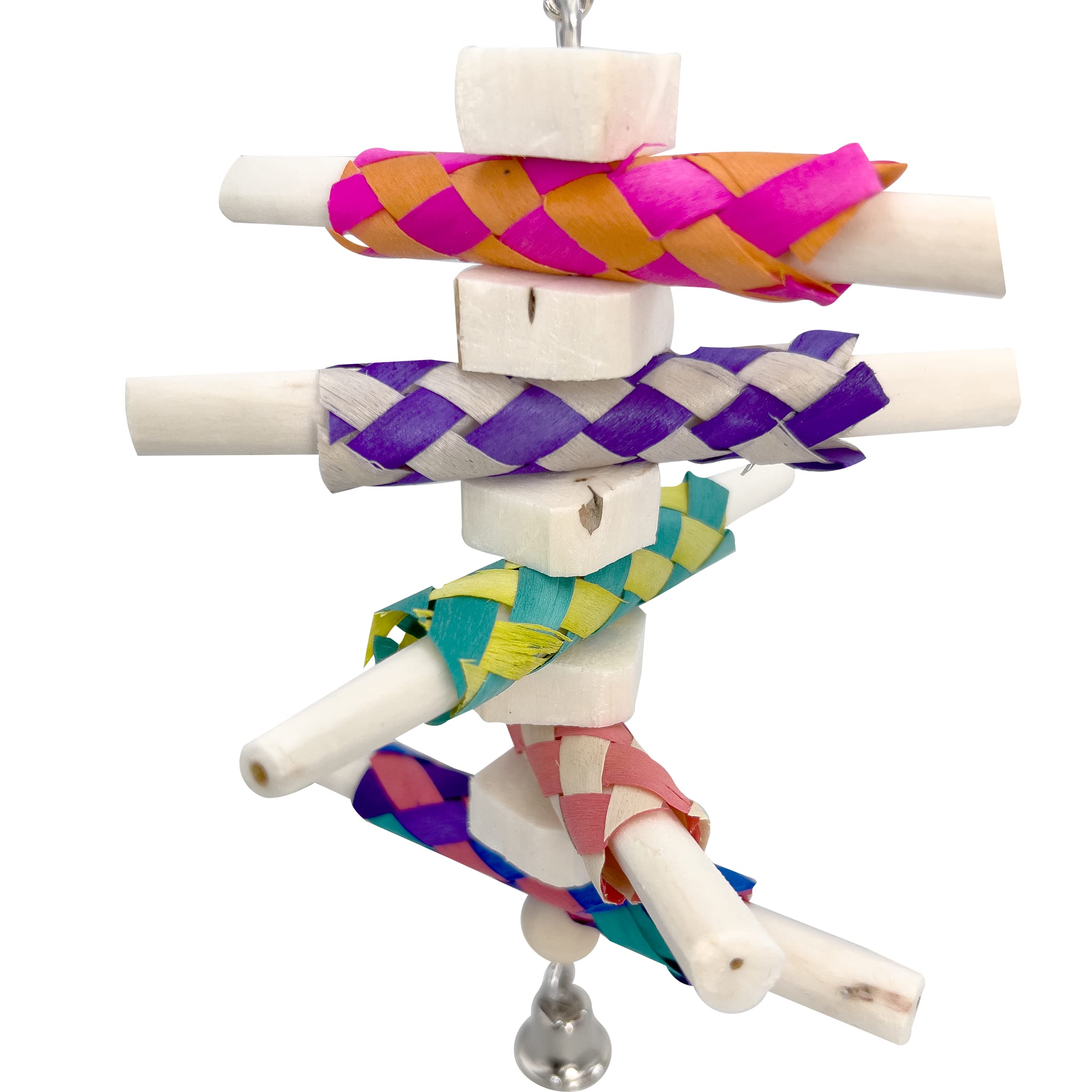 1117 Bamboo Sola Nibbler – Handmade Chew & Foraging Bird Toy with Soft Sola Logs, Bamboo Finger Traps, and Bell – Ideal for Cockatiels, Conures, Parakeets – Safe & Lightweight Bird Enrichment Toy - image 4