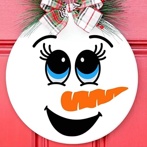 Miniatura 6 de Plantillas navideñas para pintar sobre madera, plantilla de Navidad de 12 pulgadas, plantillas redondas de muñeco de nieve para decoración de puerta