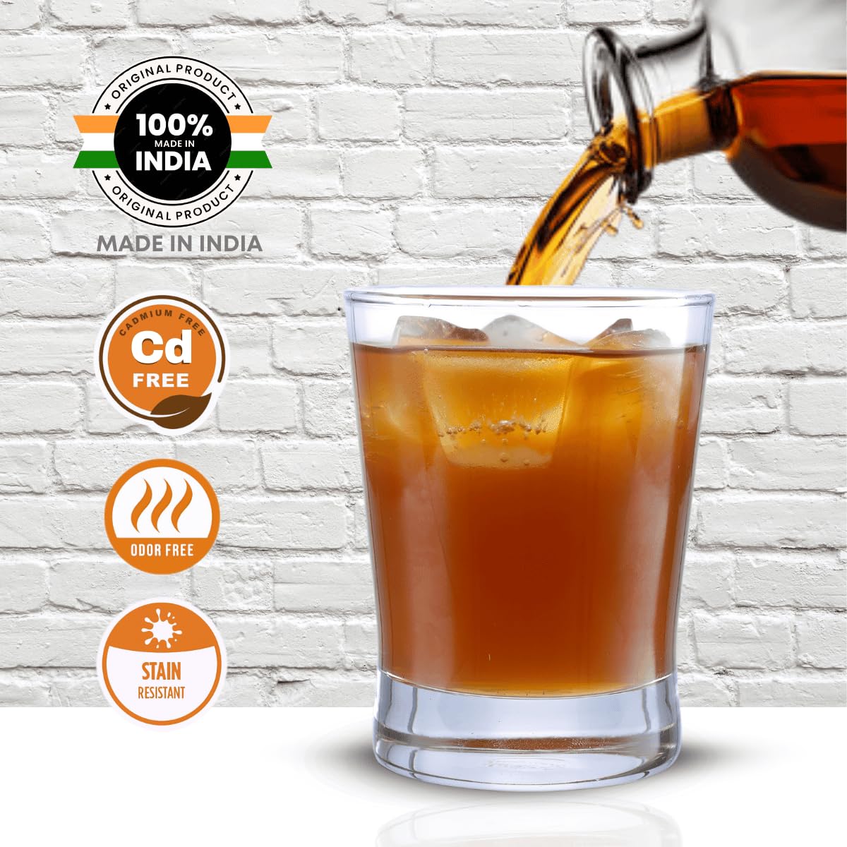 Yera Stylo Tumbler | for Juice, Beer, etc | Glass Mug Set | 345ml, Set of 6, Clear Glass 1