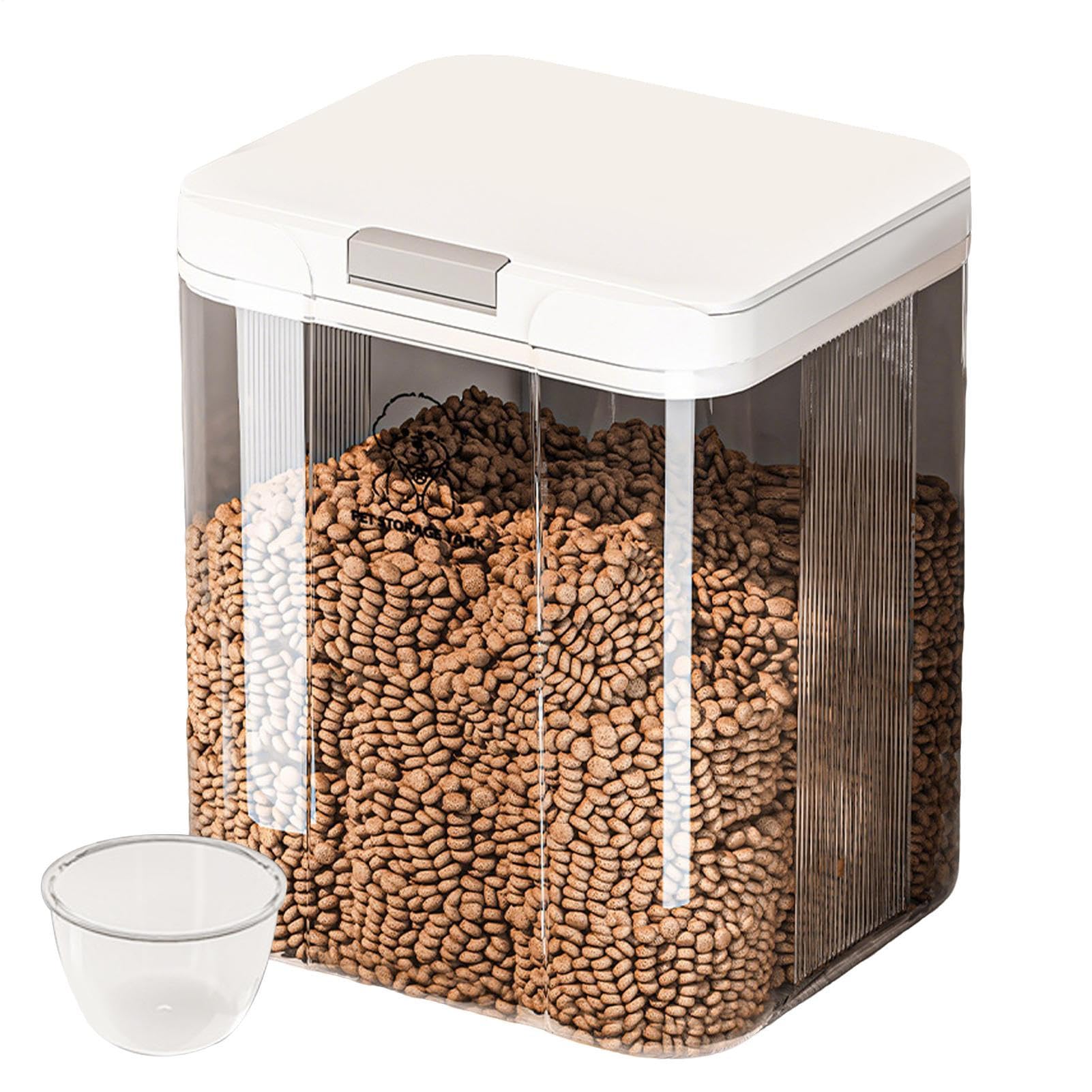 Rangement pour Aliments pour Animaux 5L Hermétique Empilable Transparent | Boîte à croquettes pour chat Croquettes Céréales Riz Cuisine Placard Plan de Travail