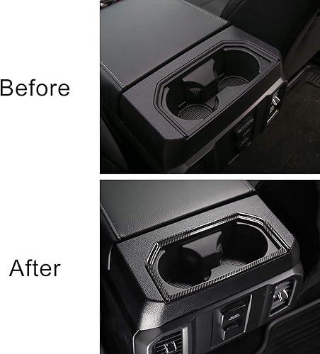 Miniatura 6 de Voodonala Para F150 ABS Fibra de Carbono Trasero Portavasos Trim Marco para Ford F150 2016-2019, 1 unidad