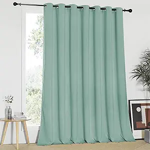 NICETOWN Blackout Patio Curtains 100 x 95 Inches Long for Sliding Door Extral Wide Blackout Curtain Panels Thermal Insulated Room Divider - Grommet Top, 100" W x 95" L, 1 Panel, Aqua Blue