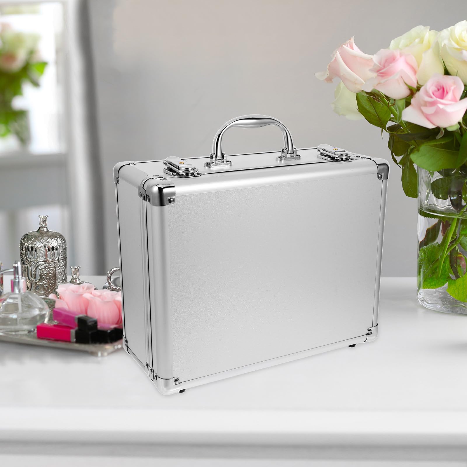 Aluminiumlegierung Hartschalen Koffer mit Griff Multifunktionaler Aufbewahrungskoffer Mittel Tragbarer Organizer für Werkzeuge und Empfindliche Gegenstände