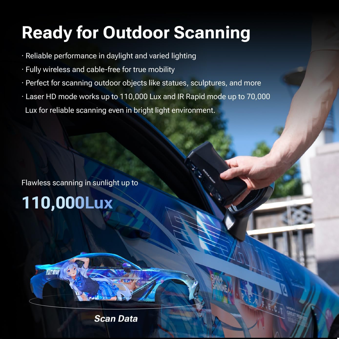 Shining3D [ Einstar Rockit Wireless Laser 3D Scanner ] with Scanning Software, 38 Laser Lines, 7 Parallel Laser Lines, 0.05mm HDR for Reverse Engineering, Manufacturing and Art