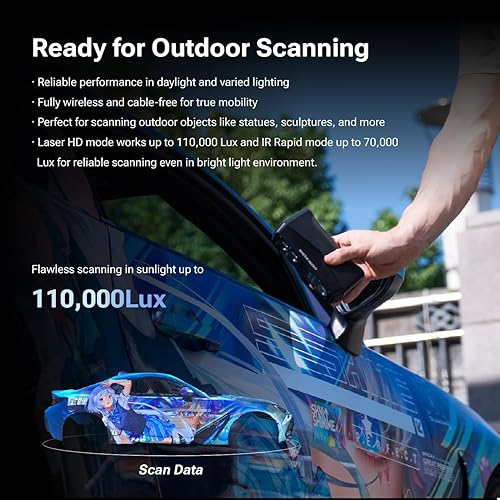 Miniatura 4 de Shining3D [Escáner 3D láser inalámbrico Einstar Rockit] con software de escaneo, 38 líneas láser, 7 líneas láser paralelas, HDR de 0.002 in para