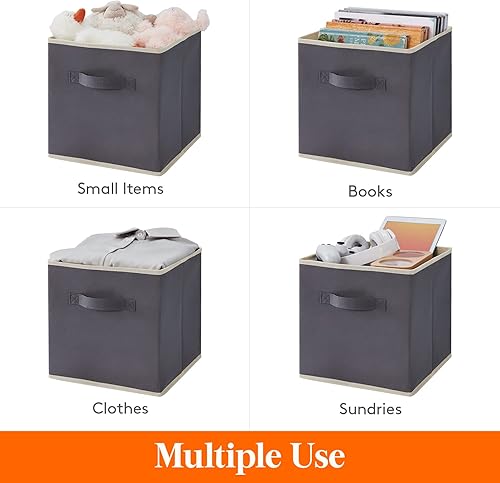 Miniatura 4 de Lifewit contenedores cúbicos de 11 pulgadas para almacenaje, cubos plegables medianos de tela, cestos decorativos con asas para organizar el hogar
