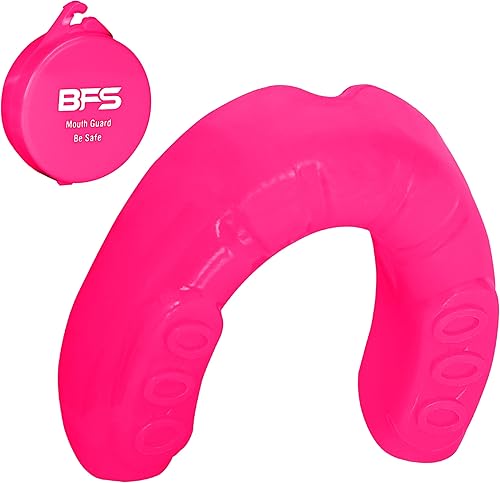 BFS IMPEX Protector bucal deportivo para adultos, mejor para dientes, MMA con funda para boxeo, karate, rugby, fútbol (rosa)