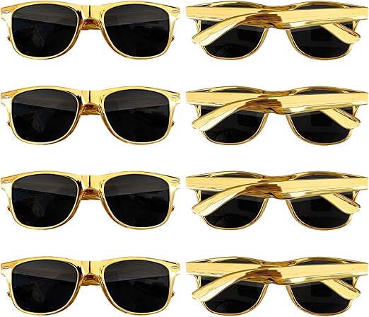 Pibupibu 8 Pack Metallic Neon Color Party Favor Supplies Unisex Sunglasses, UV400 Protection
