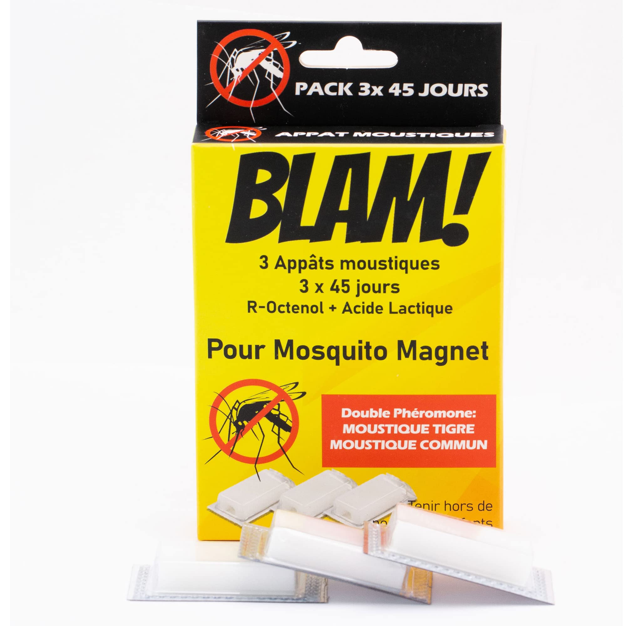 BLAM 3 Esche per zanzare compatibile Mosquito Magnet a doppio feromone: efficace su zanzare tigre e zanzare comuni grazie a R-Octenol e acido lattico (=Atrakta). 3x 45 giorni di efficacia
