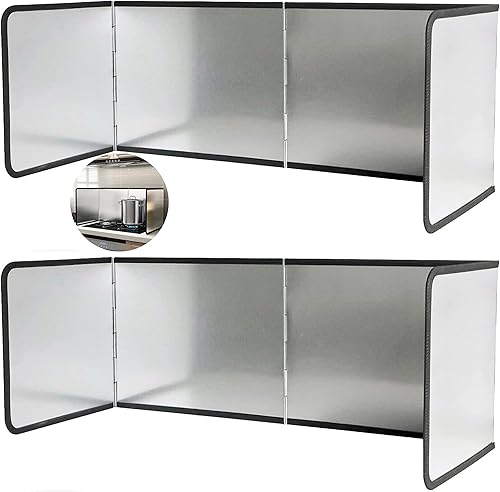 2 protectores contra salpicaduras de 4 caras para freír, protector contra salpicaduras de grasa para sartén, pantalla plegable de acero inoxidable
