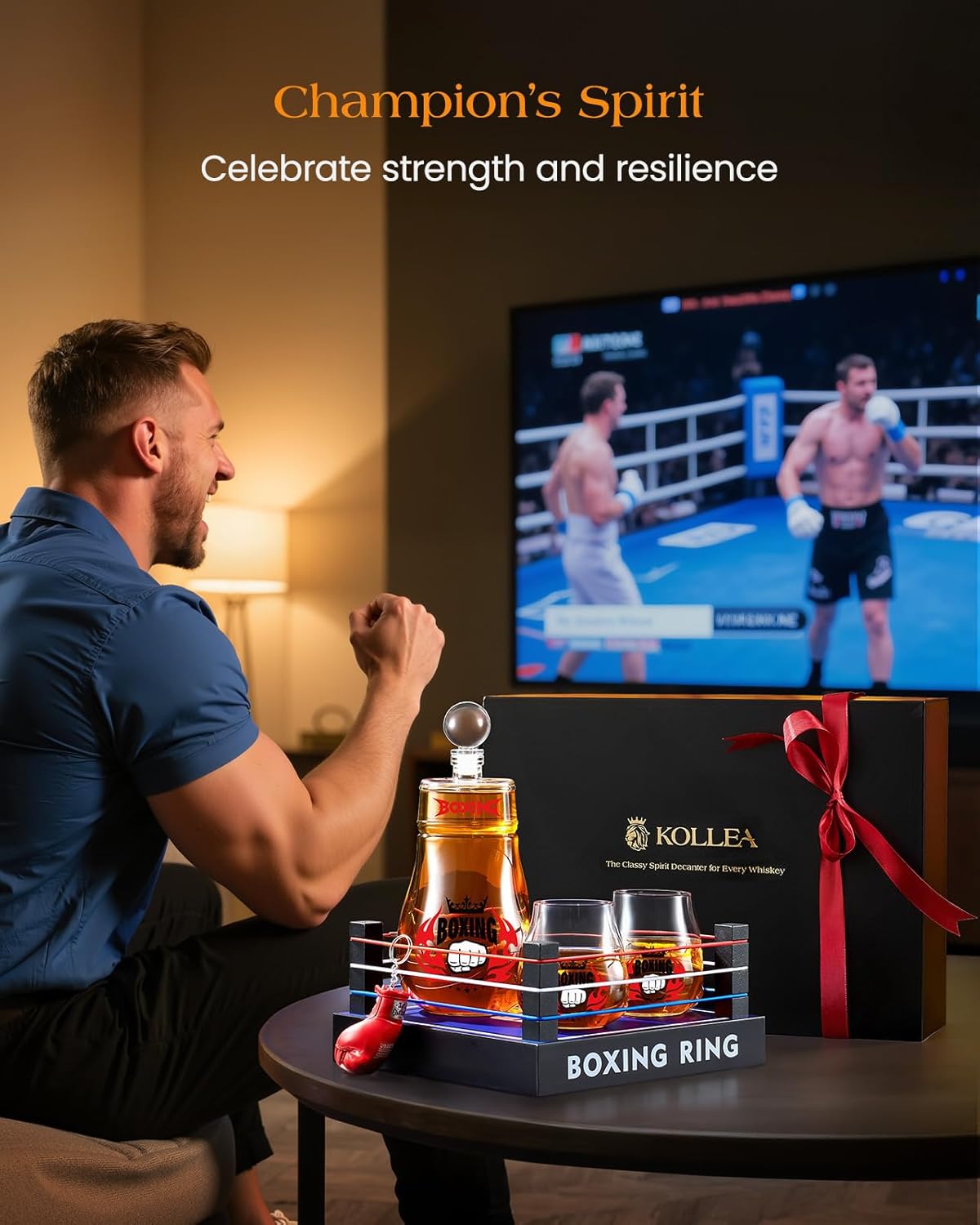 Boxing Gifts for Men Dad, Kollea Boxing Whiskey Decanter with 2 Boxing Glove Glasses - Home Bar Decor, Unique Anniversary & Birthday Gifts for Men, Brother, Whiskey Lovers, Coaches, Boxer Fans - Red - Image 7