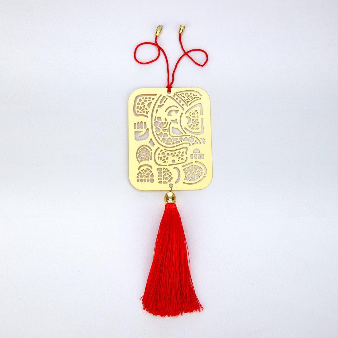 ADORAA's Ganesha Ganpati Rear View Mirror Car Hanging Ornament/Perfect Car Charm Pendant/Amulet - Accessories for Car Décor in Brass for Divine Blessings & Safety/Protection