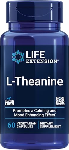 Life Extension L-teanina 100 mg 60 cápsulas vegetarianas apoya un efecto calmante y potenciador del estado de ánimo aminoácidos derivados del té sin