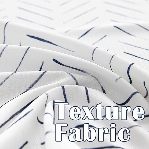 Miniatura 5 de Lazzzy Cortina de ducha de tela impermeable a rayas azules y blancas para baño, cortina de ducha en zig zag espiga cheurón moderna rústica con