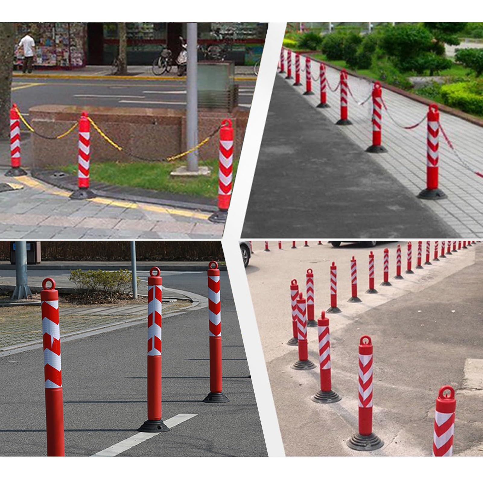 Generico Pali di delimitazione Stradale Riflettenti con Base in Gomma Rimovibile - Pali a Molla Flessibili per Strade e autostrade, Coni di Sicurezza da 55 cm (21,5")