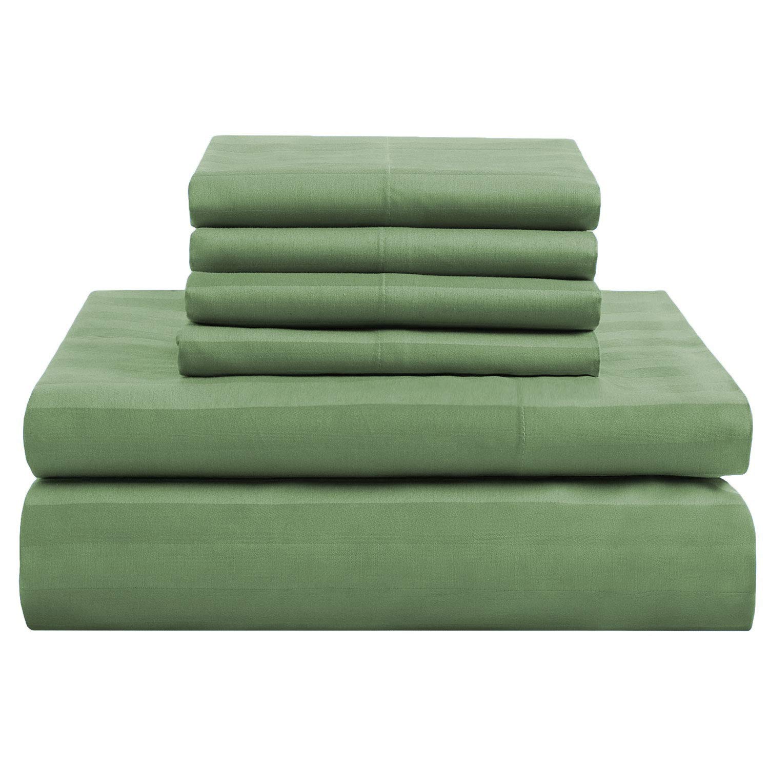 Parure de lit coton égyptien 600 fils lit double mousse avec drap plat et 4 taies