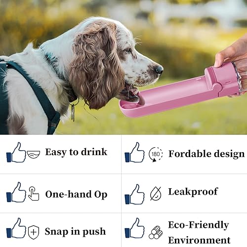 Miniatura 3 de Botella de agua para perros, dispensador de agua plegable para perros, a prueba de fugas, taza de bebida portátil de viaje para mascotas al aire