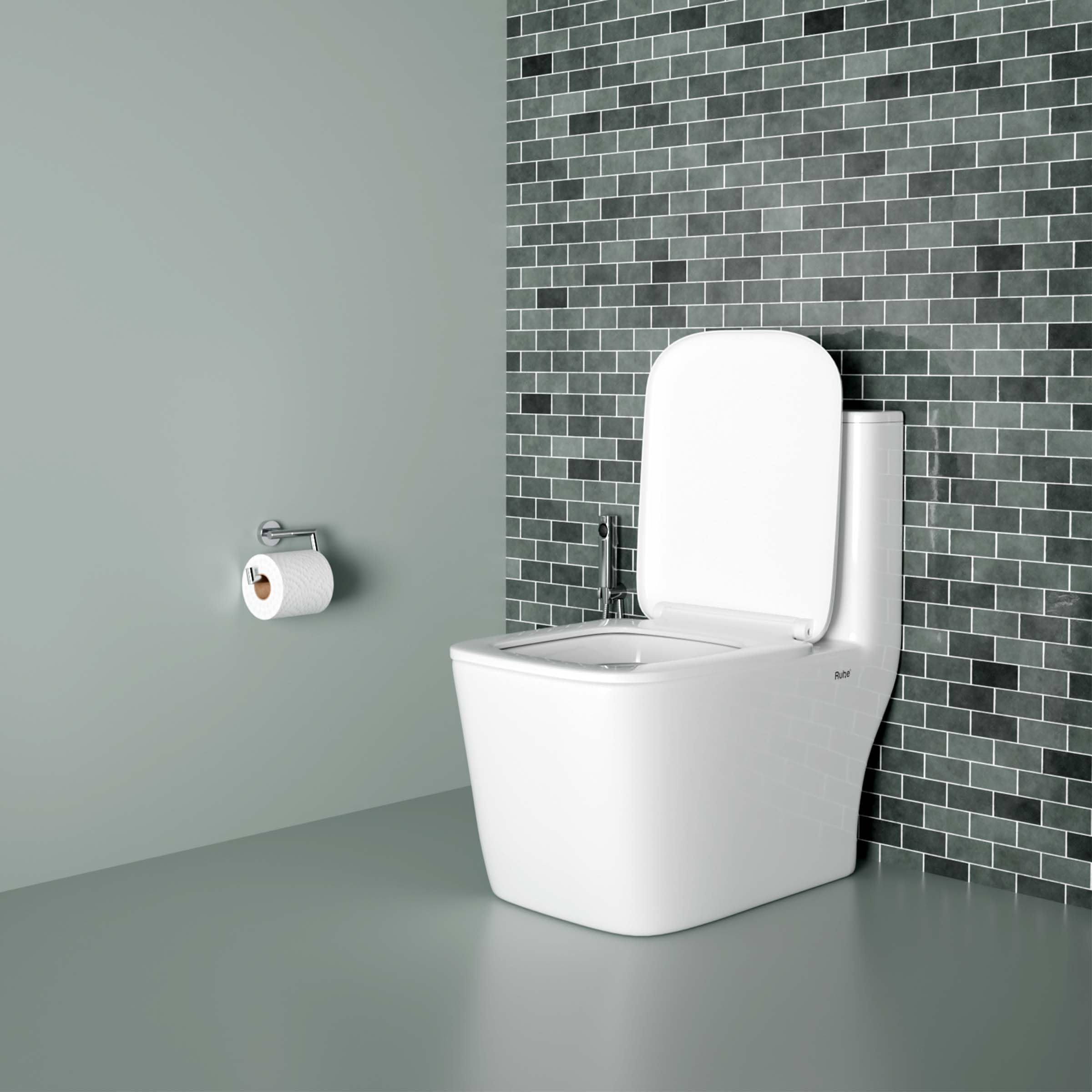 Ruhe 26x14x29 Inches Athos Ceramic Western Toilet, S-Trap | White Glossy Finish, Rimless, 6D Siphonic Flushing, Dual-Flush System | Includes Soft-Close Seat Cover, Dual Flow Flushing Kit, Gasket-image-6