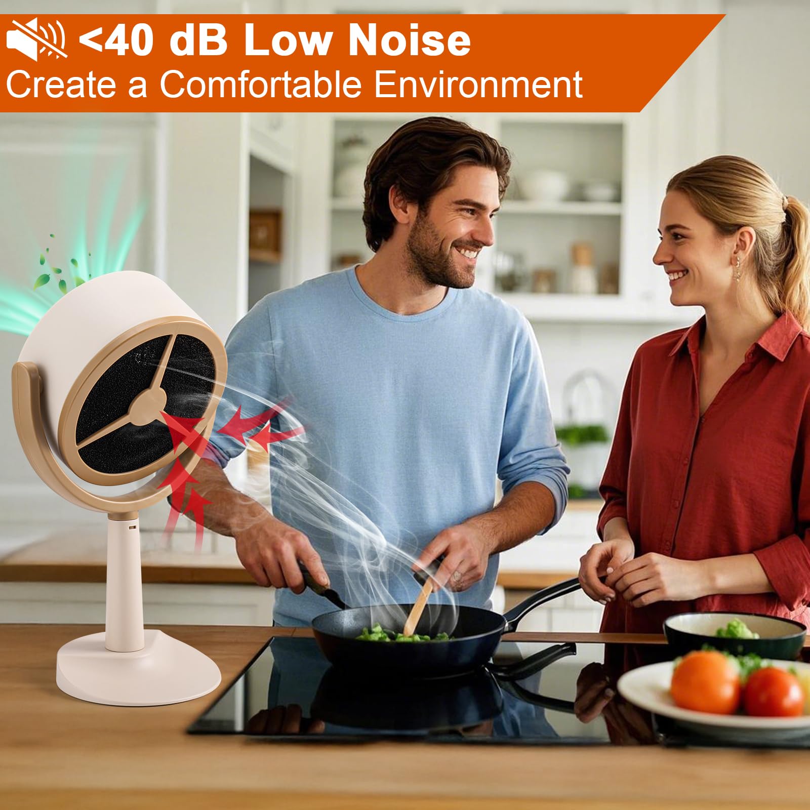 Portable Range Hood for Cooking, Rechargeable Kitchen Exhaust Fan, 125° Adjustable Rotation, Low Noise, Reusable Carbon Filter for Smoke Removal in Kitchens, BBQs, Hot Pots, RVs & Apartments 4