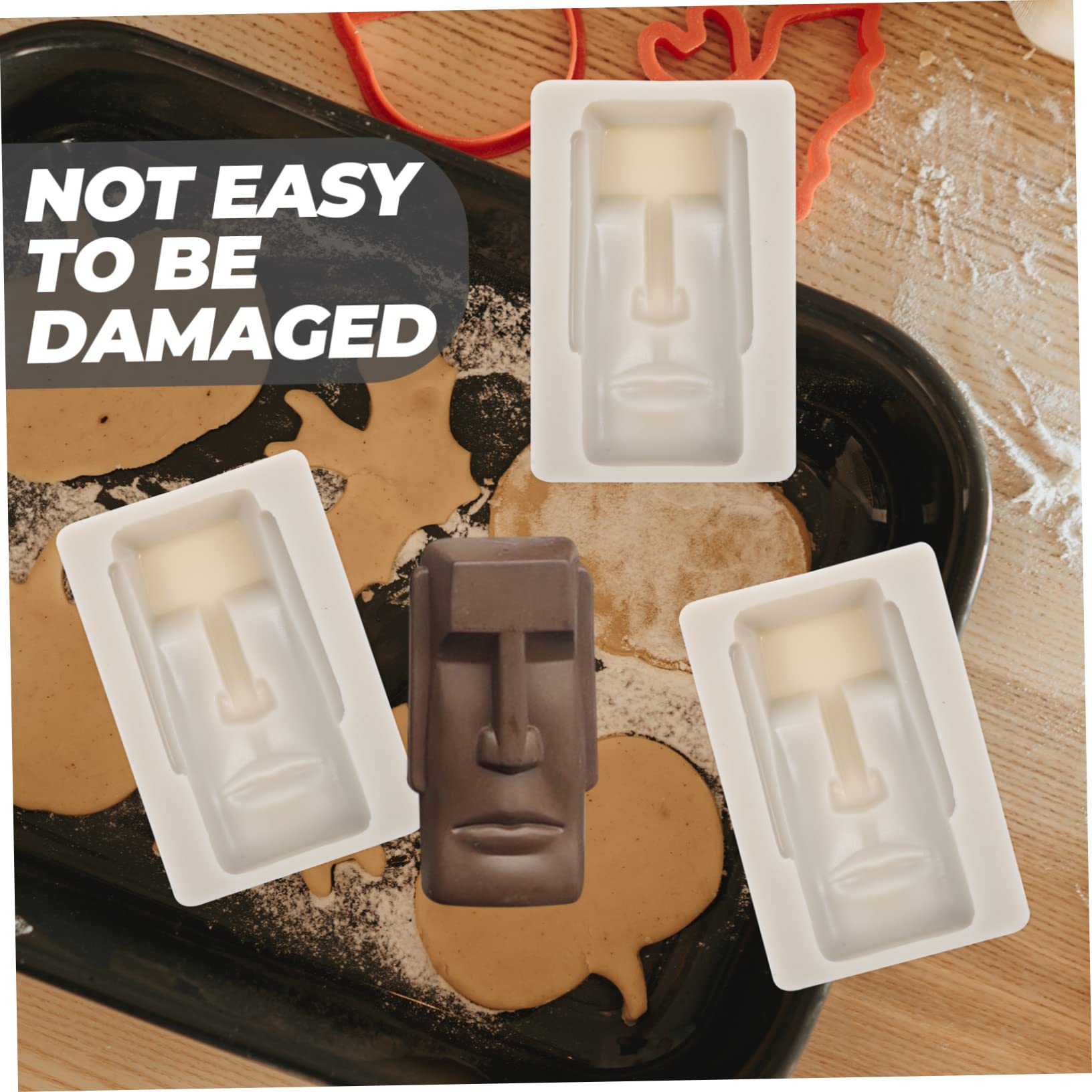 ABOOFAN 4 pièces Moule à Chocolat Silicone Moai Flexible et Moule DIY pour Pâtisserie et Design Original pour Décoration de Gâteaux Facile à Démouler et Nettoyer