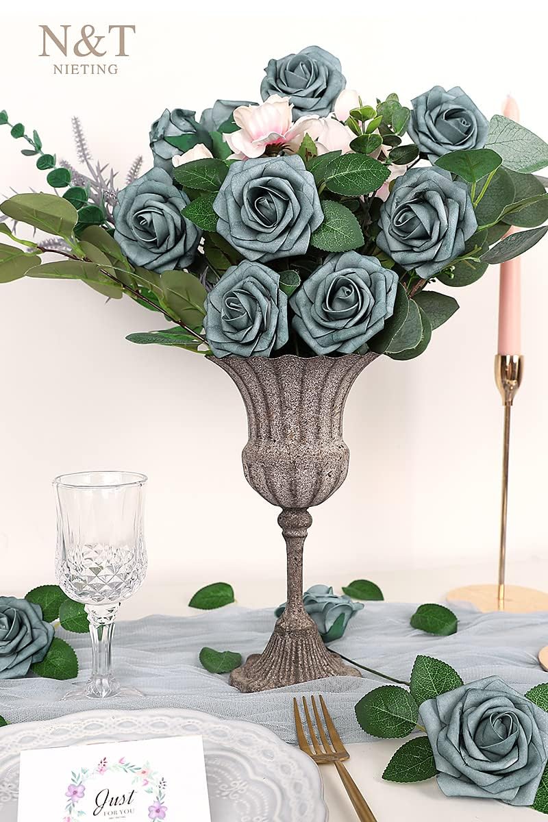 ROYALLATO 20 rose artificiali fiori artificiali fiori finti fiori finti rosa schiuma rose con stelo per fiori da sposa decorazioni fai da te bouquet