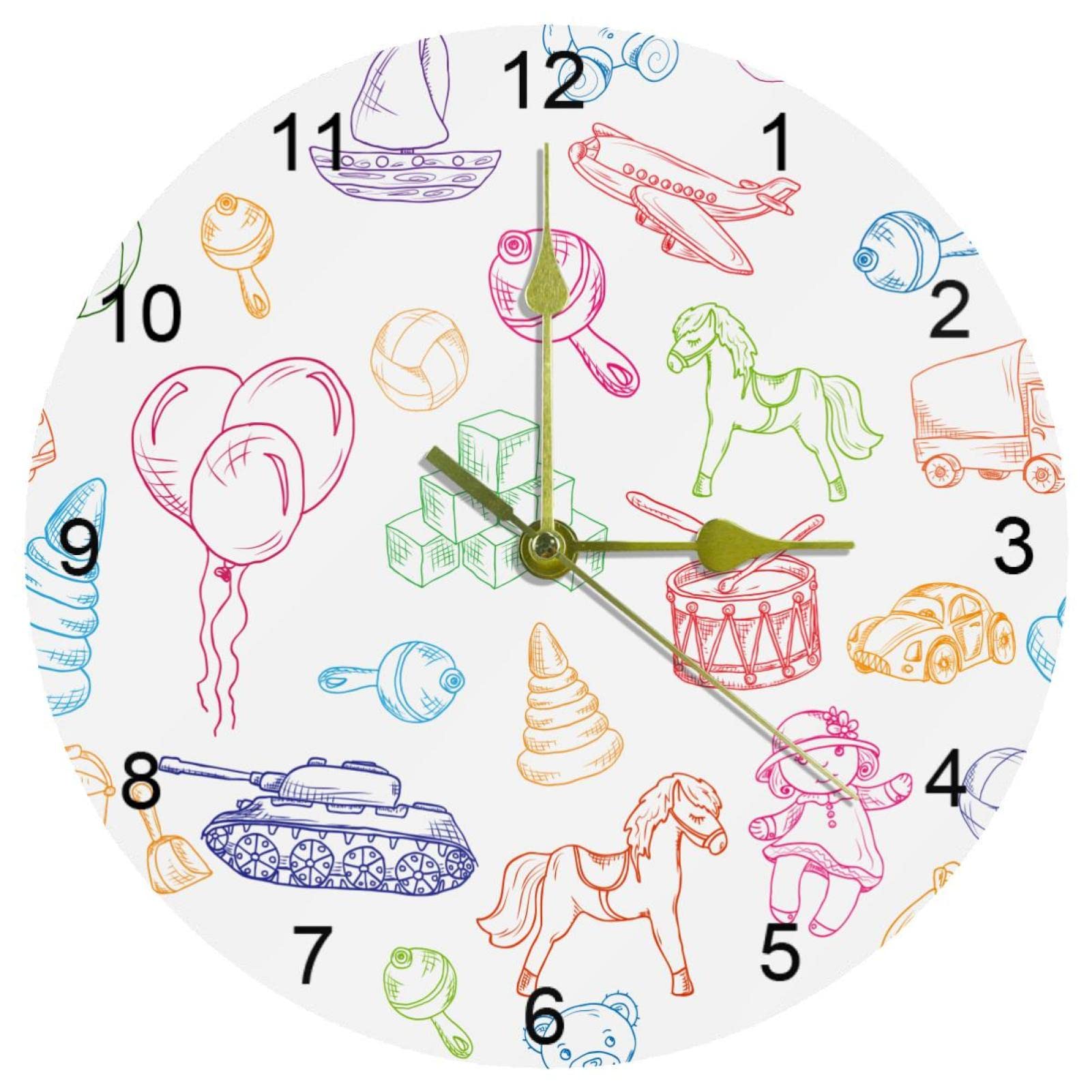 Horloge murale ronde de 25,4 cm pour décoration maison et cuisine