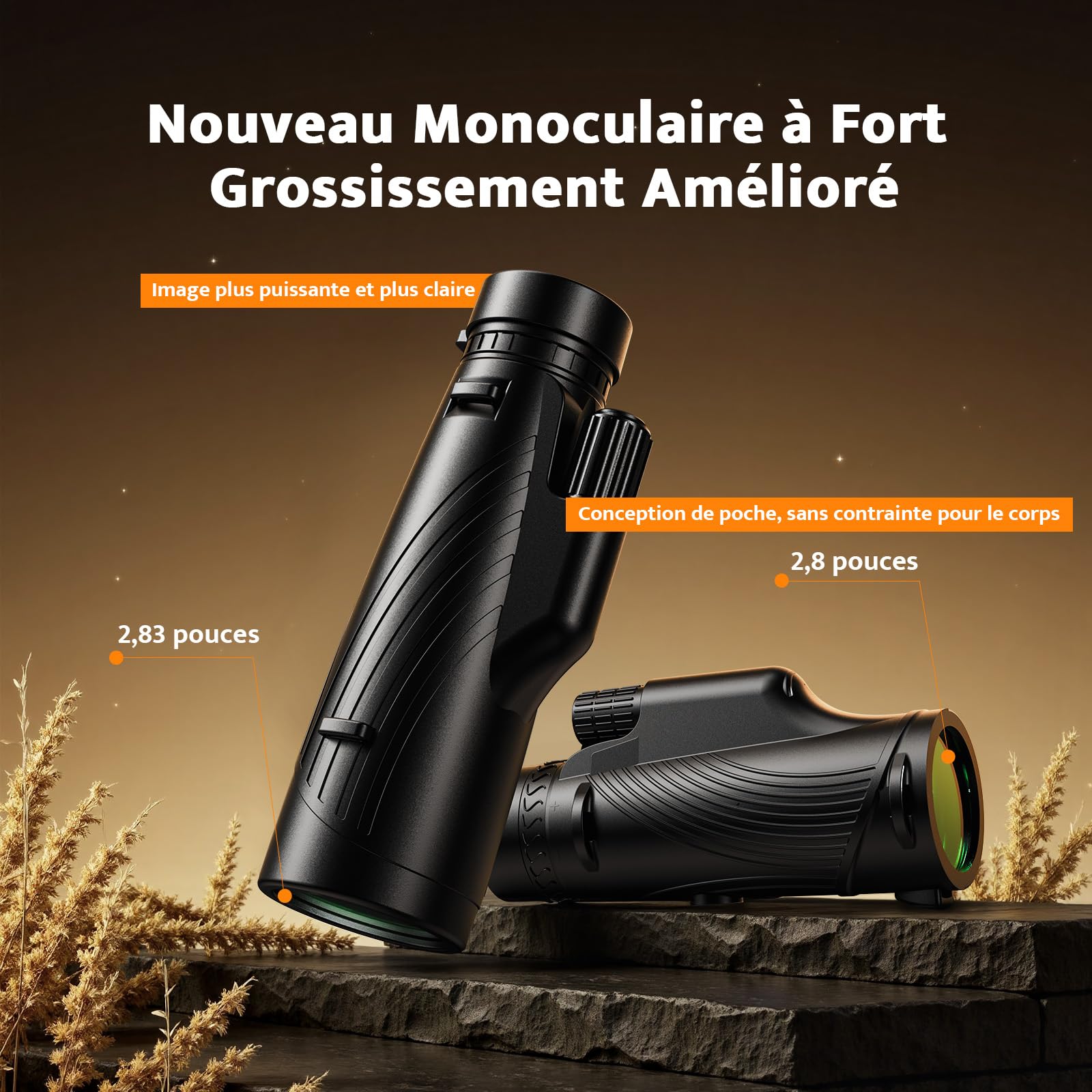 Usogood Monoculaire Puissant 12×56 – Télescope HD pour Adultes avec Prisme BAK4 et Revêtement FMC,Etanche à l'eau, Idéal pour l’Observation des Oiseaux, la Chasse, Concerts et Activités de Plein Air