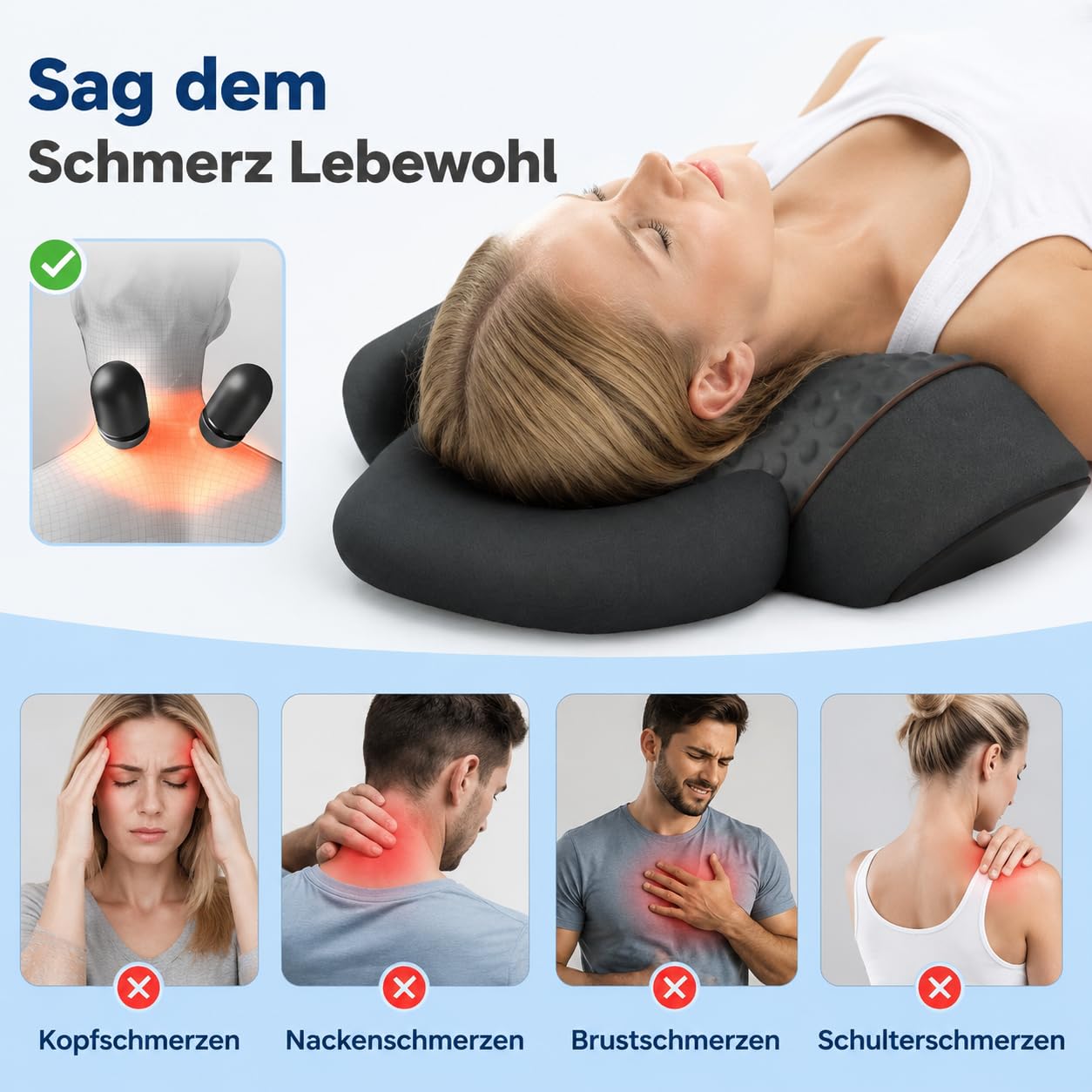 3-In-1 Massagegerät Elektrisch Nacken, Mit Heizung, Massage & Traktion, 39° Hws-Streckung, 42°C Tiefenwärme Und Gezielte Vibrationsmassage für Schmerzlinderung tiefes Gewebe