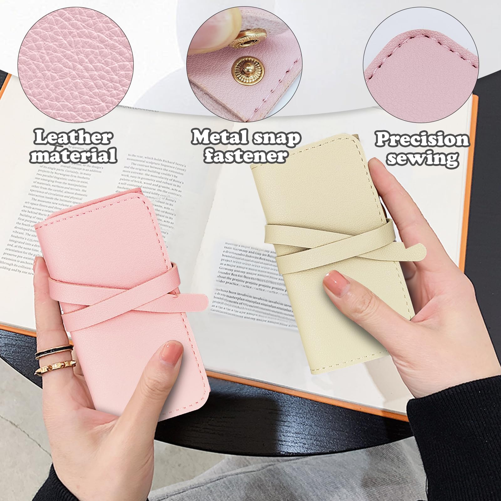 Organisateur De Bijoux Pliable En Cuir Synthétique - Voyage - Pour Colliers, Bagues, Boucles D'Oreilles - Beige