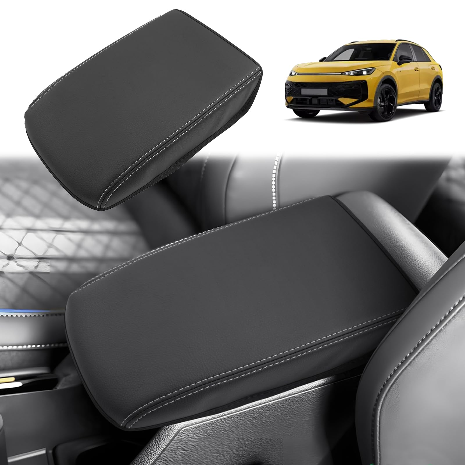 GAFAT Compatibile con VW T-Roc 2026 2027 Copribraccioli Console Centrale, Protezione per Braccioli T ROC ii 2 Life Style R-Line Accessori, 0,5 CM di Spessore, Morbida Pelle PU, Comfort Originale