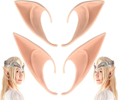 CEDAR BRIGHT Orejas de elfo Pixie de hadas para cosplay, disfraz de fiesta, accesorios de mascarada para Halloween, Navidad (2 pares)