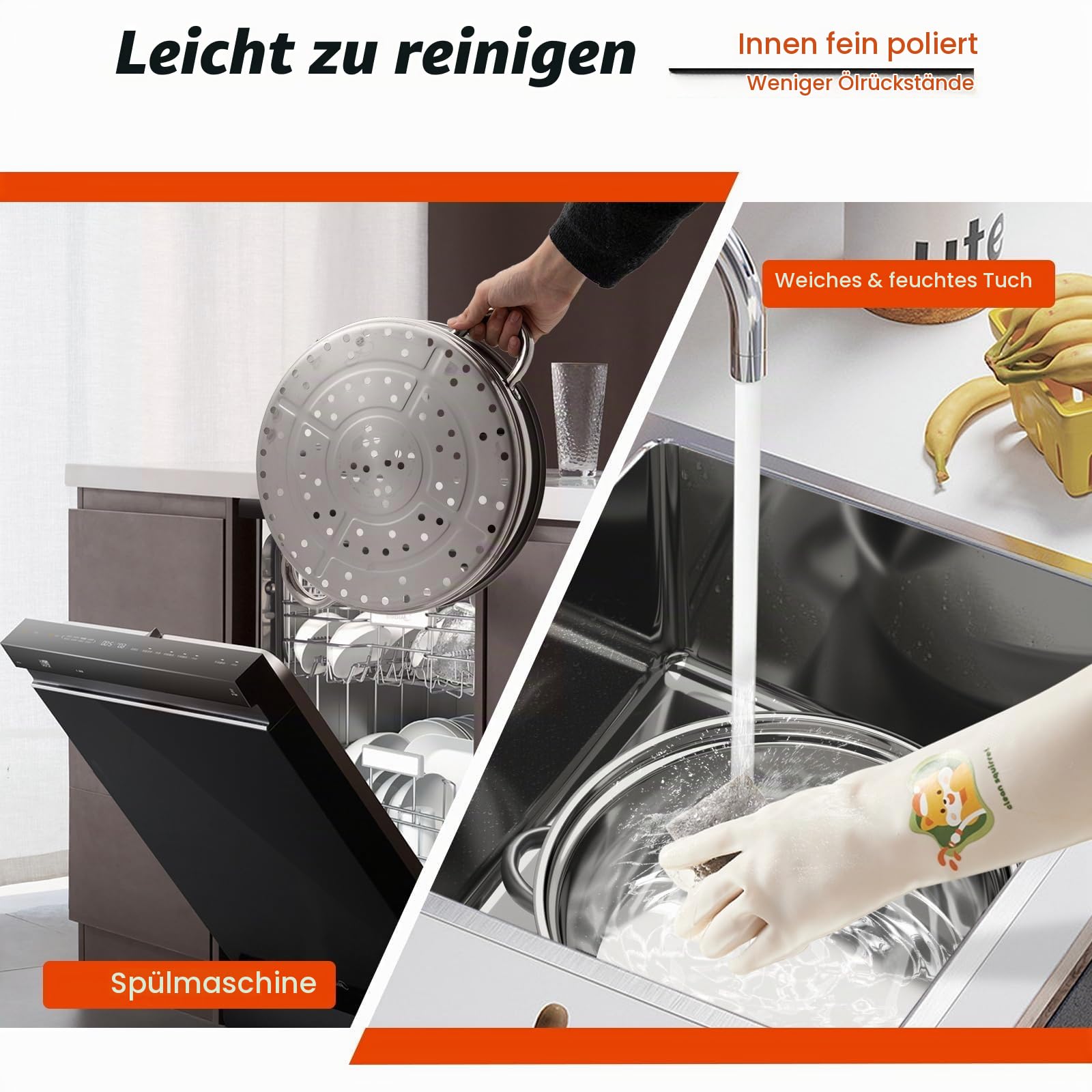 5 Lagiger Dampfgarer, 30cm Multifunktionale Edelstahl Steamer Dampfkocher Kochtopf Set mit Glasabdeckung, Silbrig Edelstahldampfer Topf für Alle Herdarten wie Induktion, Elektrokeramik, Elektro