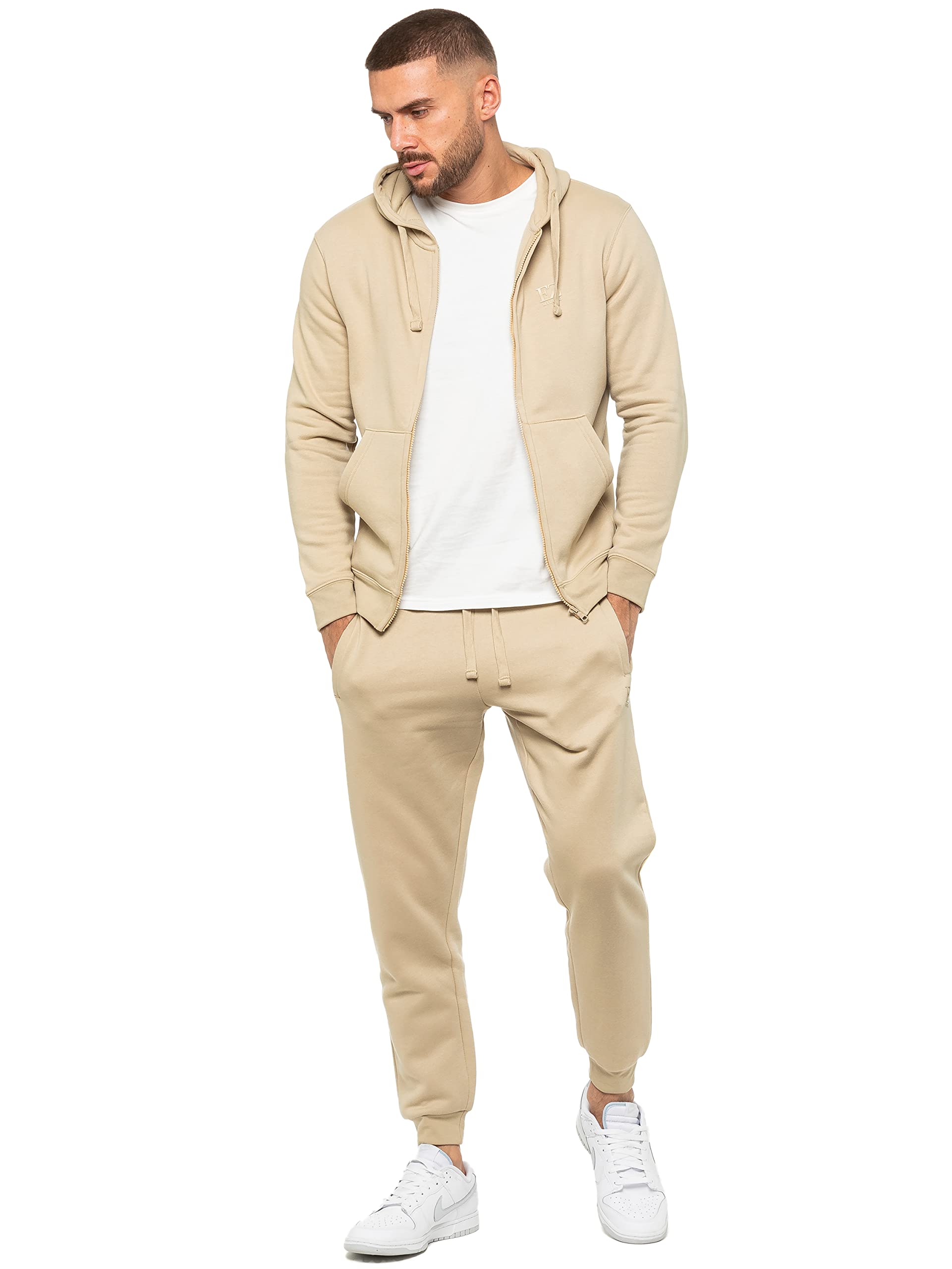 989Zé ENZO Męski zestaw dresowy z długim rękawem Essential Casual Zip Up bluza z kapturem i spodnie dresowe z mankietami joggery