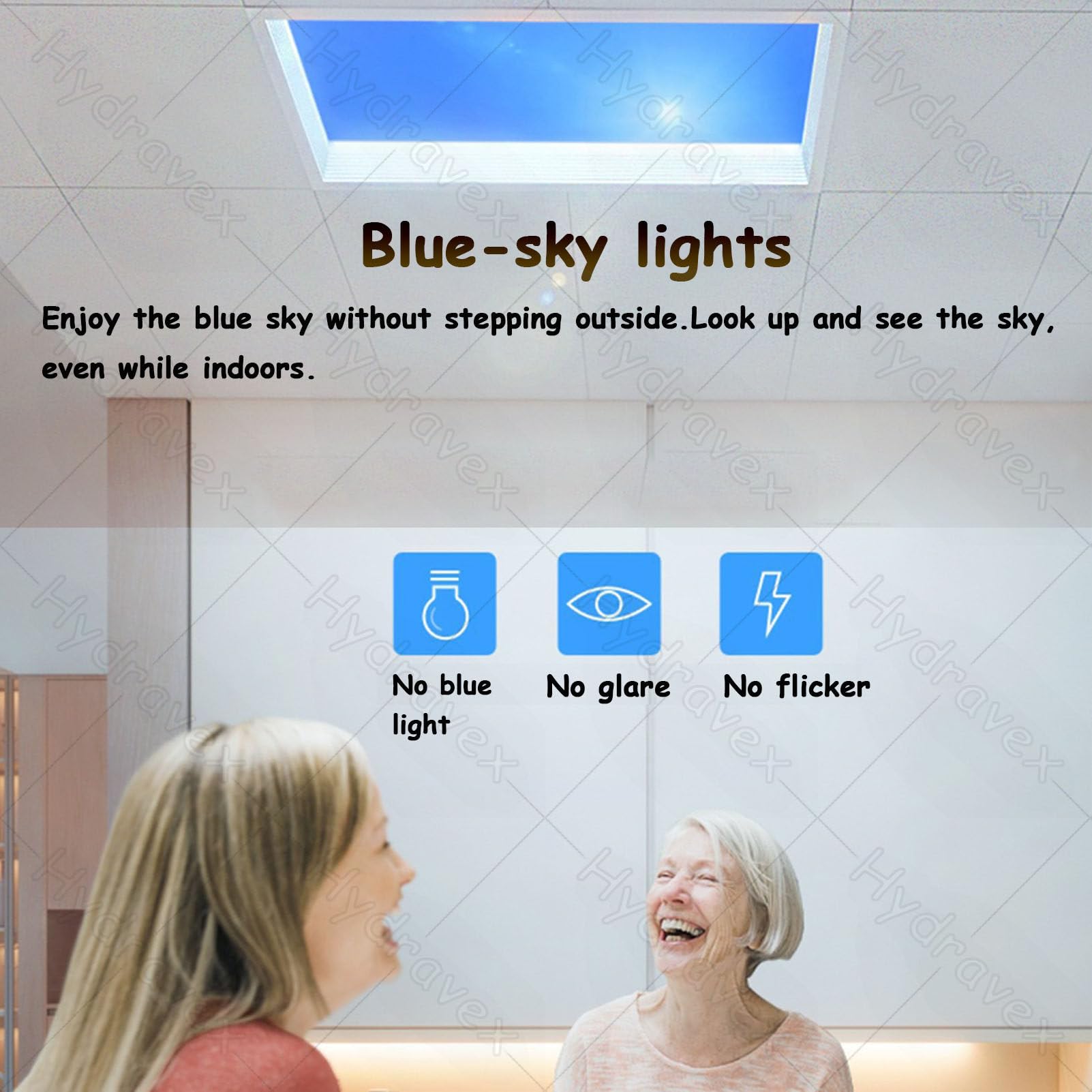 Panel świetlny LED Blue Sky, sztuczne świetliki do pomieszczeń bez okien | Ściemnialne, dekoracyjne oprawy oświetleniowe z pilotem, panel dający wrażenie światła słonecznego Sky-30 * 60Integrated