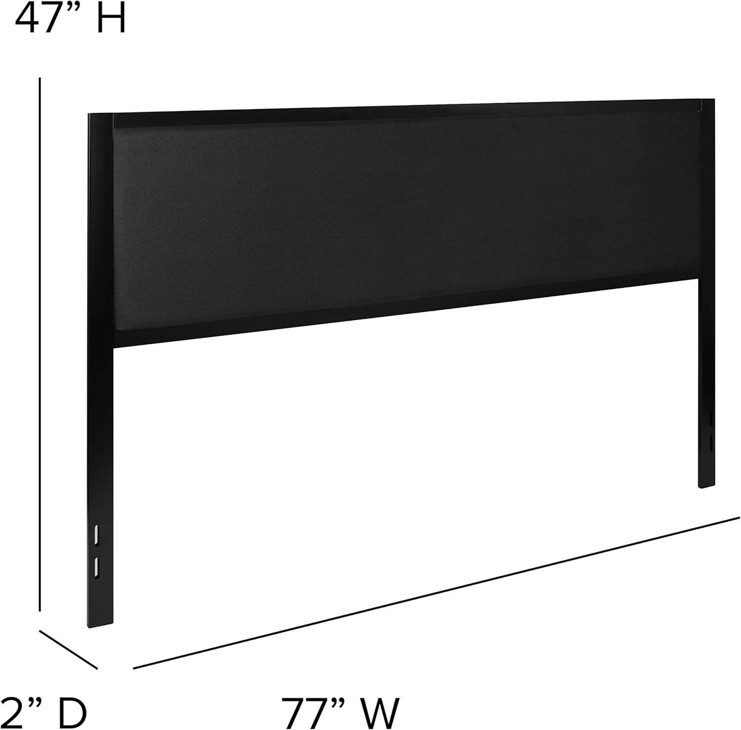 Flash Furniture Melbourne Metal Upholstered King Size Headboard in Black Fabric