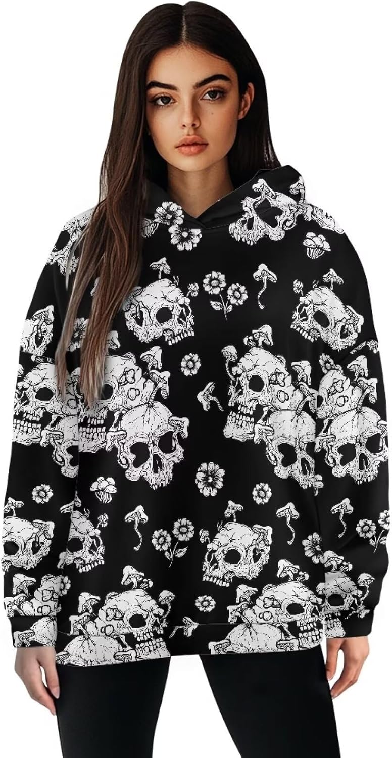 Womens Oversized Hoodie Hooded Graphic Sweatshirt Women Lightweight Pullover Sweater Women for Fall Winter Size S-2XL