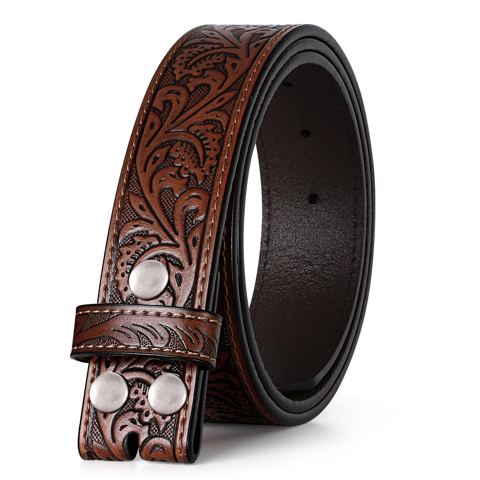 WOWOGO Men Women Western Belt Strap Cowboy Cowgirl Genuine Leather Belt without Belt Buckle