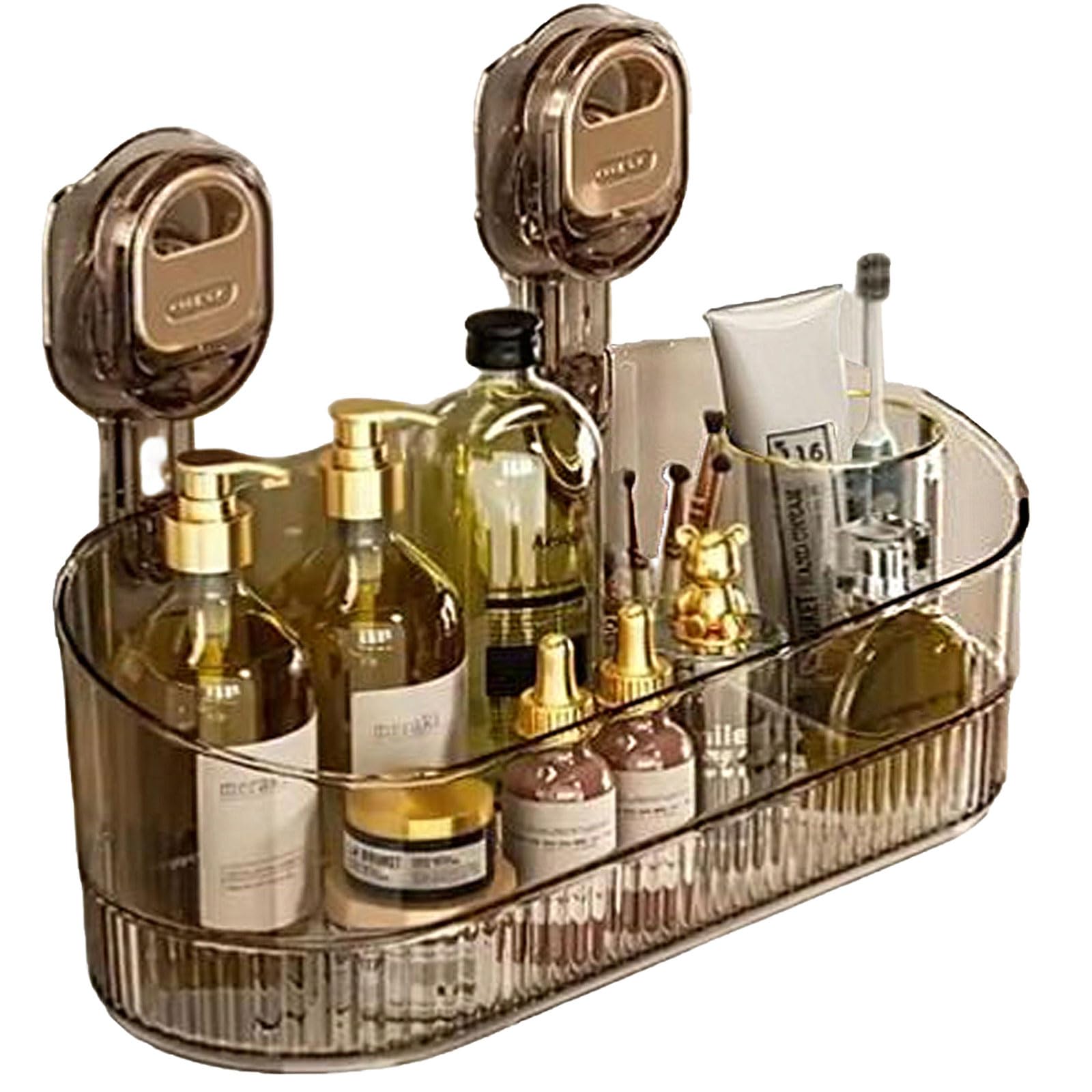 No-Drill Bathroom Suction Storage Box Large Capacity Strong Load-Bearing No Drill Bathroom Shelves Drain Rack Organizer Hanging Shower