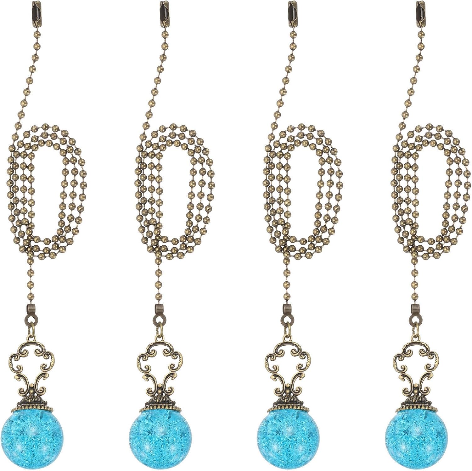 Home and Garden Parts 4 Pcs 22" Crystal Ceiling Fan Pull Chain Lake Blue (Crystal Ice Ball) #CN/251024/06533
