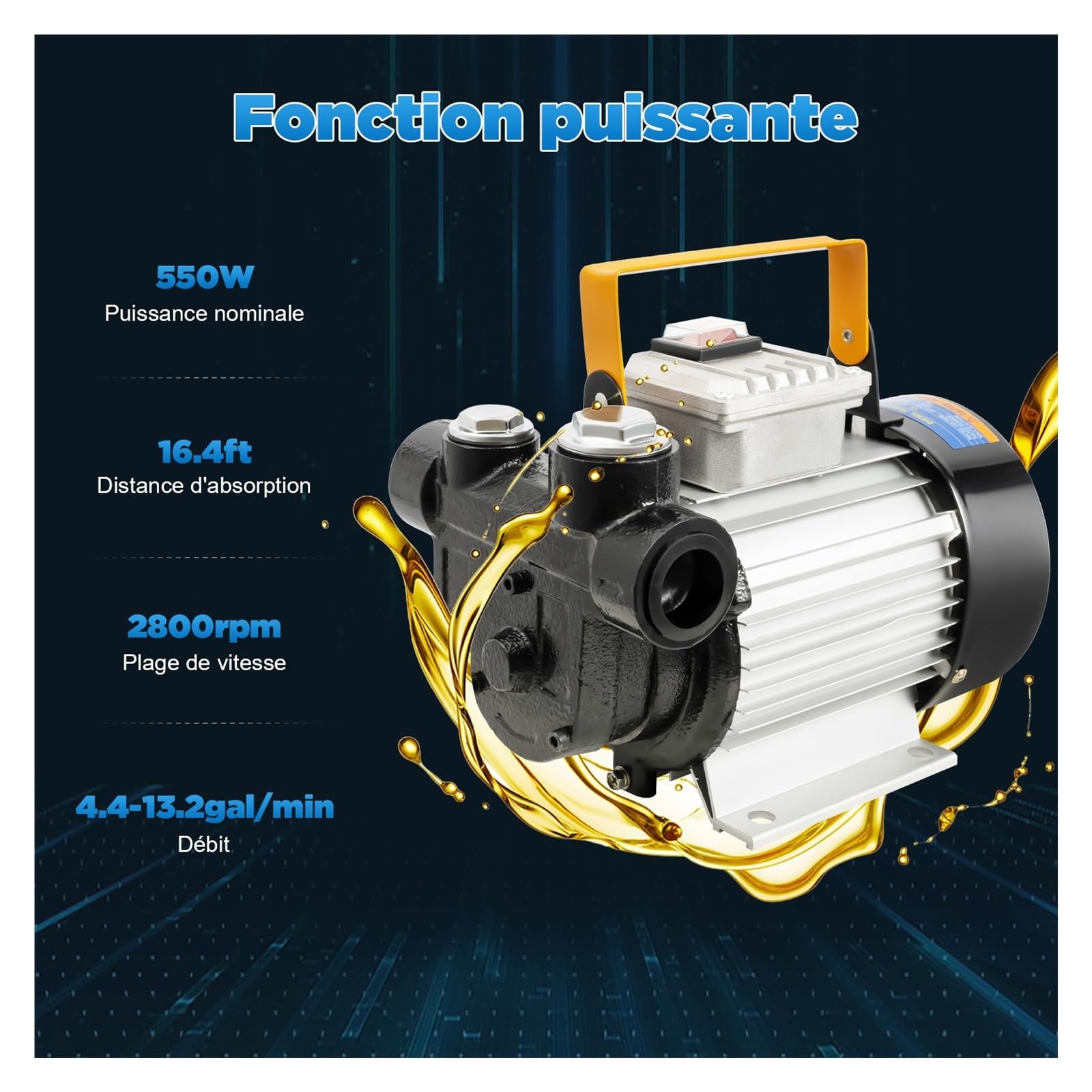 Bomba Diésel De 230 V Con Conexiones, Abrazaderas Y Filtro, Aceite Eléctrica Autocebante, Motor Sin Escobillas, Portátil Mano TráFico Intenso