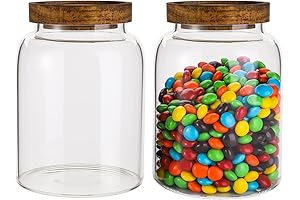 Bekith Glass Storage Jars with Airtight Wooden Lids (2-Pack)