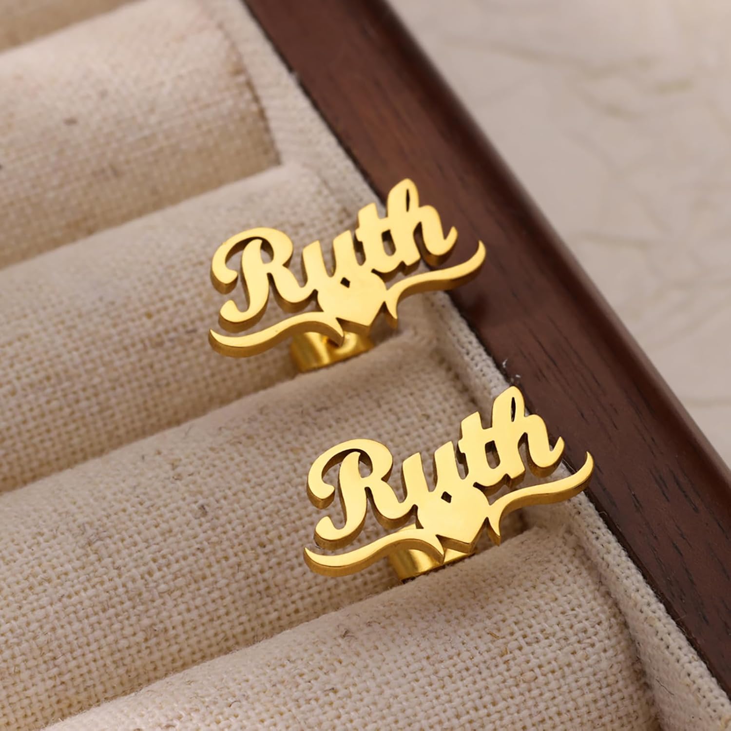 Custom Name Earrings, Personalized Name Earrings, 18K Gold Plated Stainless Steel Stud Earrings, Customized Gift for Her, Valentine's Day Gift, Bridesmaid Gift, Christmas Gift, Mother's Day Gift - Image 5