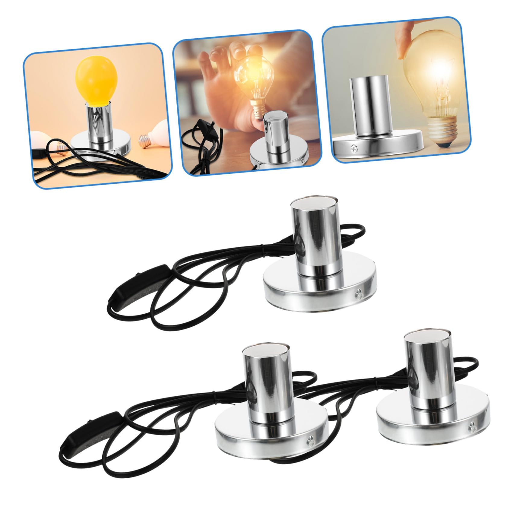 E27-glühbirnenfassung Ac220v 3 Stück-pack mit Kabel, Lichtsockel Schwarz