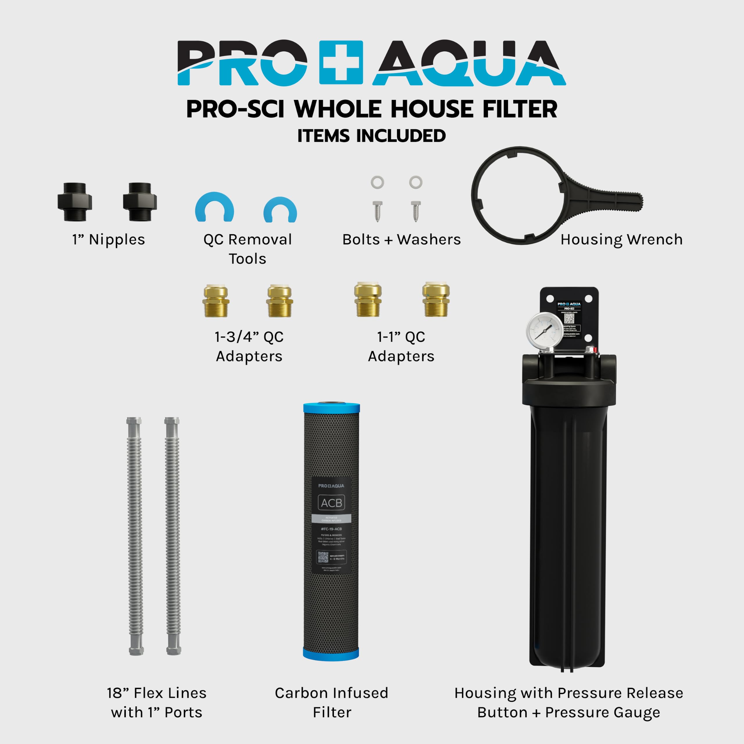Sistema de filtro de agua de una sola etapa con infusión de carbono para toda la