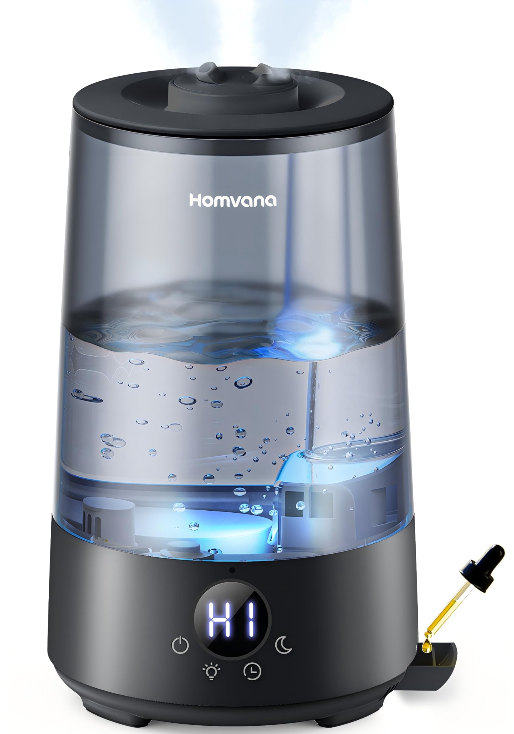 Homvana Umidificatore per camera da letto, 3,6 l, 360 gradi Celsius, 34 ore durevole, silenzioso, 16 dB (SilentSpary Tech), piccolo, umidificatore per piante